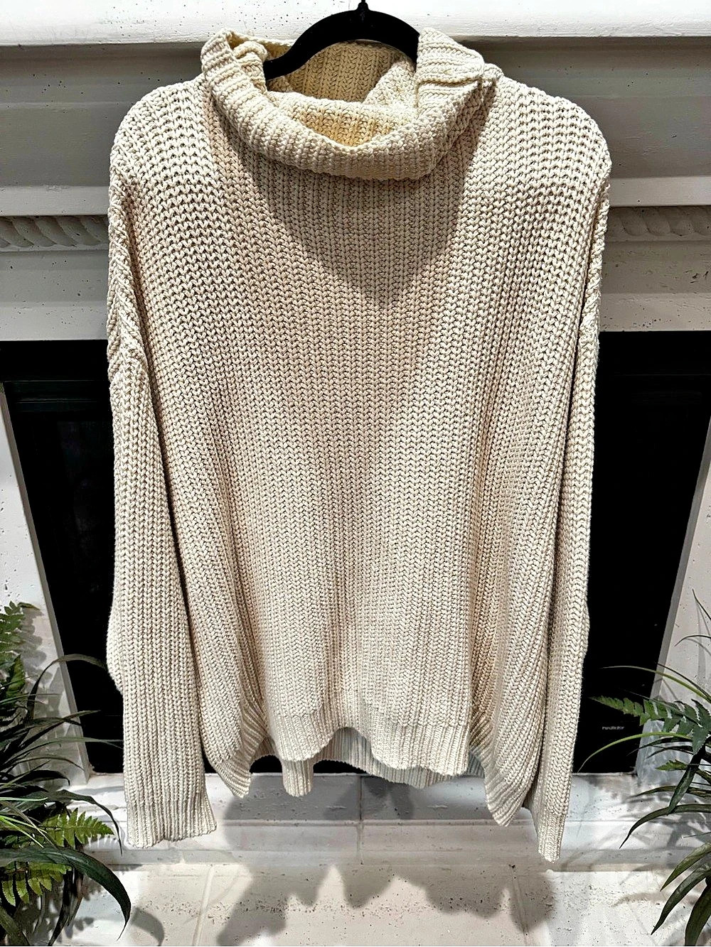 Free People Swim Too Deep Cream Oversized Turtleneck Sweater